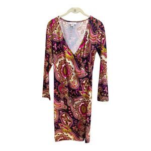 Jude Connally Diane Medallion Paisley Faux Wrap Dress sz‎ Small NWT